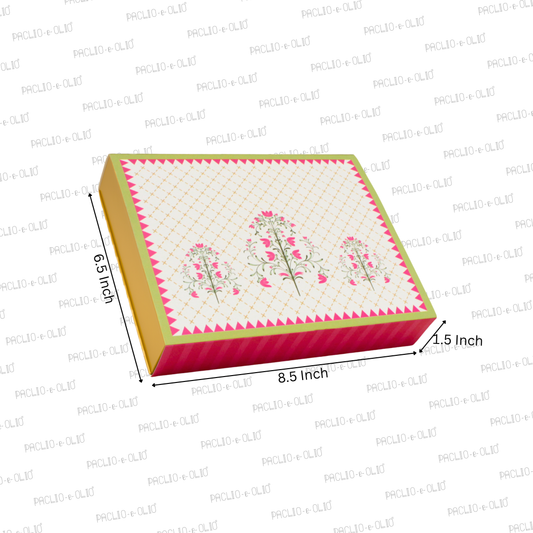 Gul-e-Zar Print Dryfruit Box | 8.5x6.5x1.5 Inches