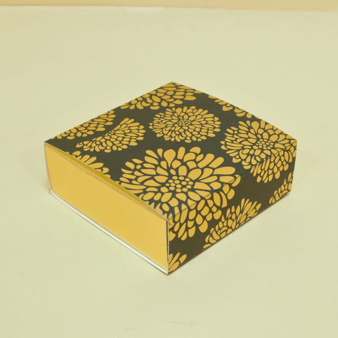 4 Cavity Flower Foil Chocolate Box (4.5x4.5x1.5 Inches)
