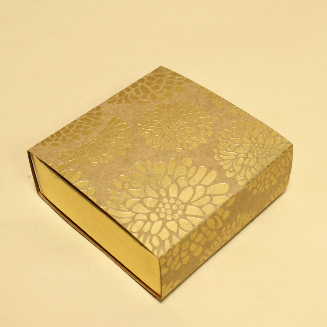 4 Cavity Flower Foil Chocolate Box (4.5x4.5x1.5 Inches)