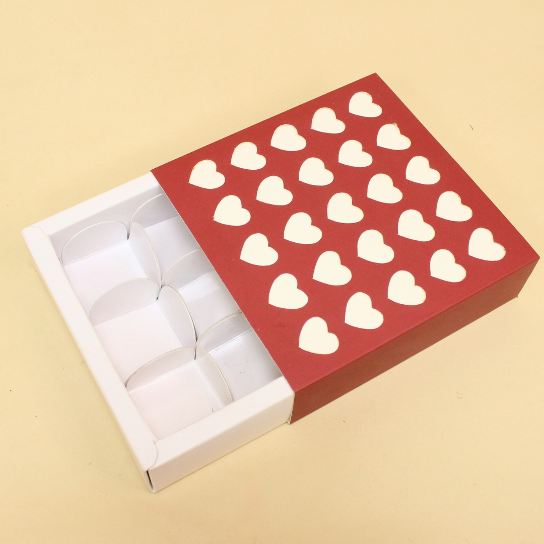 Valentine's 9 Cavity Chocolate Box (5.5x5.5x1.5 Inches)