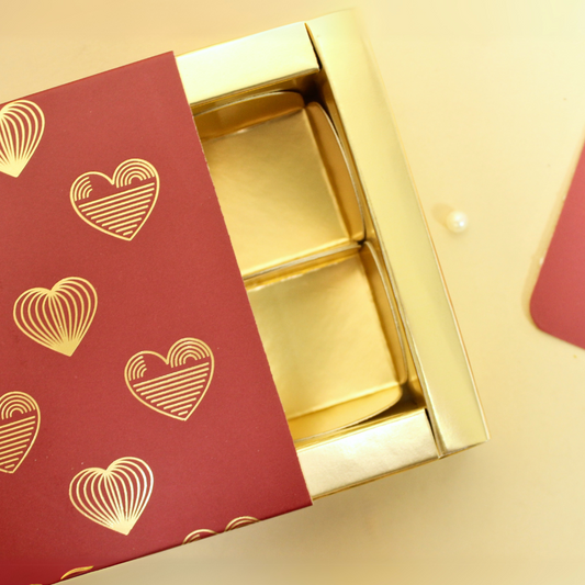 4 Cavity Valentine Chocolate  Box (4.5x4.5x1.5 Inches)