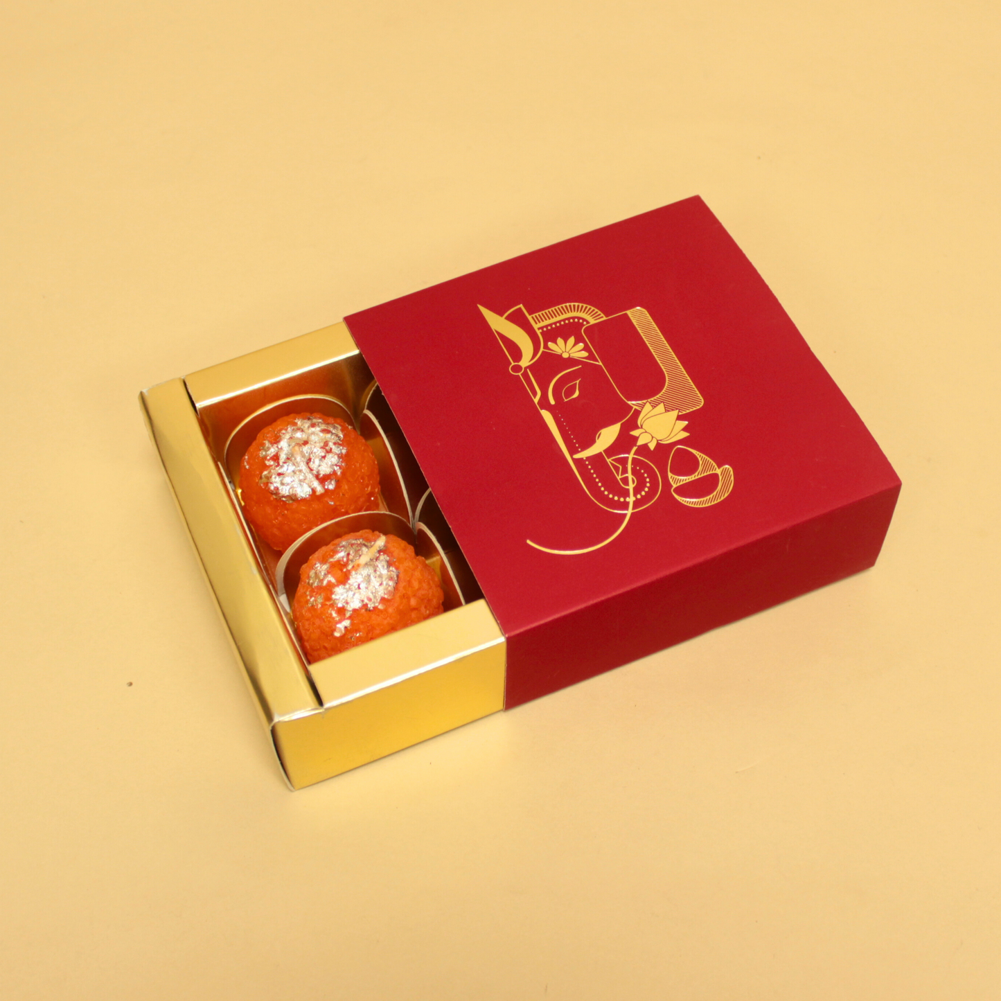 4 Cavity Dia Foil Chocolate Box (4.5x4.5x1.5 Inches)| Ganesh Chaturthi