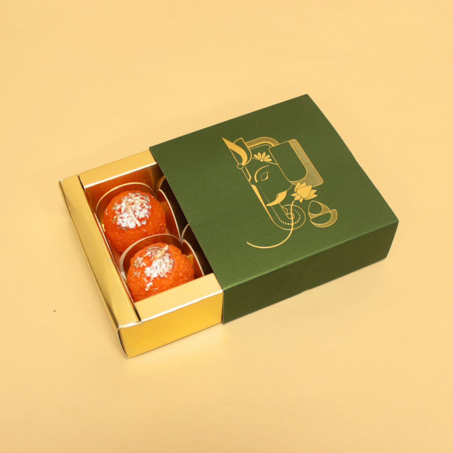 4 Cavity Dia Foil Chocolate Box (4.5x4.5x1.5 Inches)| Ganesh Chaturthi