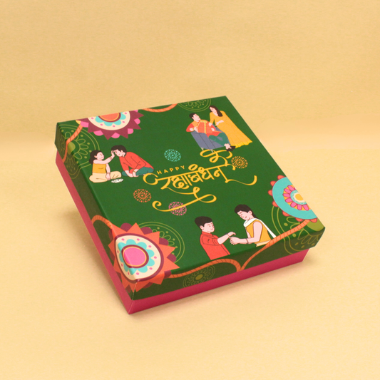 9 Cavity Rakhi Rigid Chocolate Box (7.5x7.5x2 Inches)