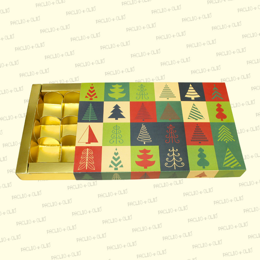 Christmas 18 Cavity Chocolate Box (10.5x7.5x1 Inches)