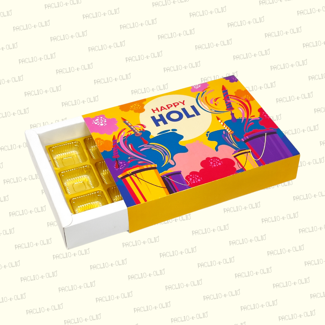 Holi 12 Cavity Chocolate Box (8.5x6.5x1.5 Inches)