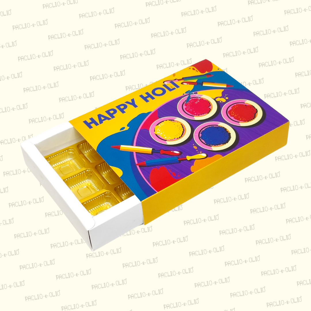 Holi 12 Cavity Chocolate Box (8.5x6.5x1.5 Inches)