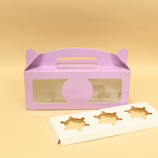 Three Cupcake Box | 10x4x3.5 Inches