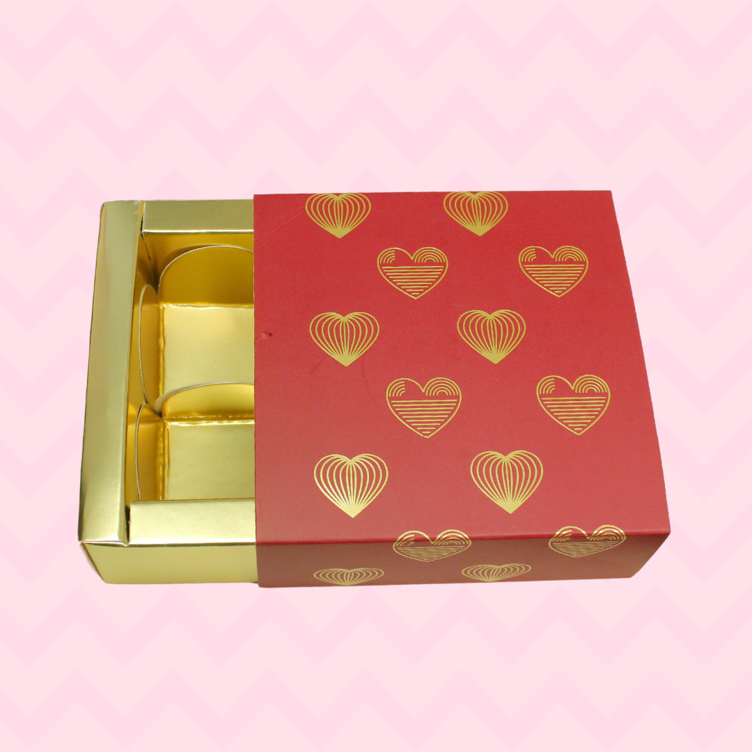 4 Cavity Valentine Chocolate Box (4.5x4.5x1.5 Inches)