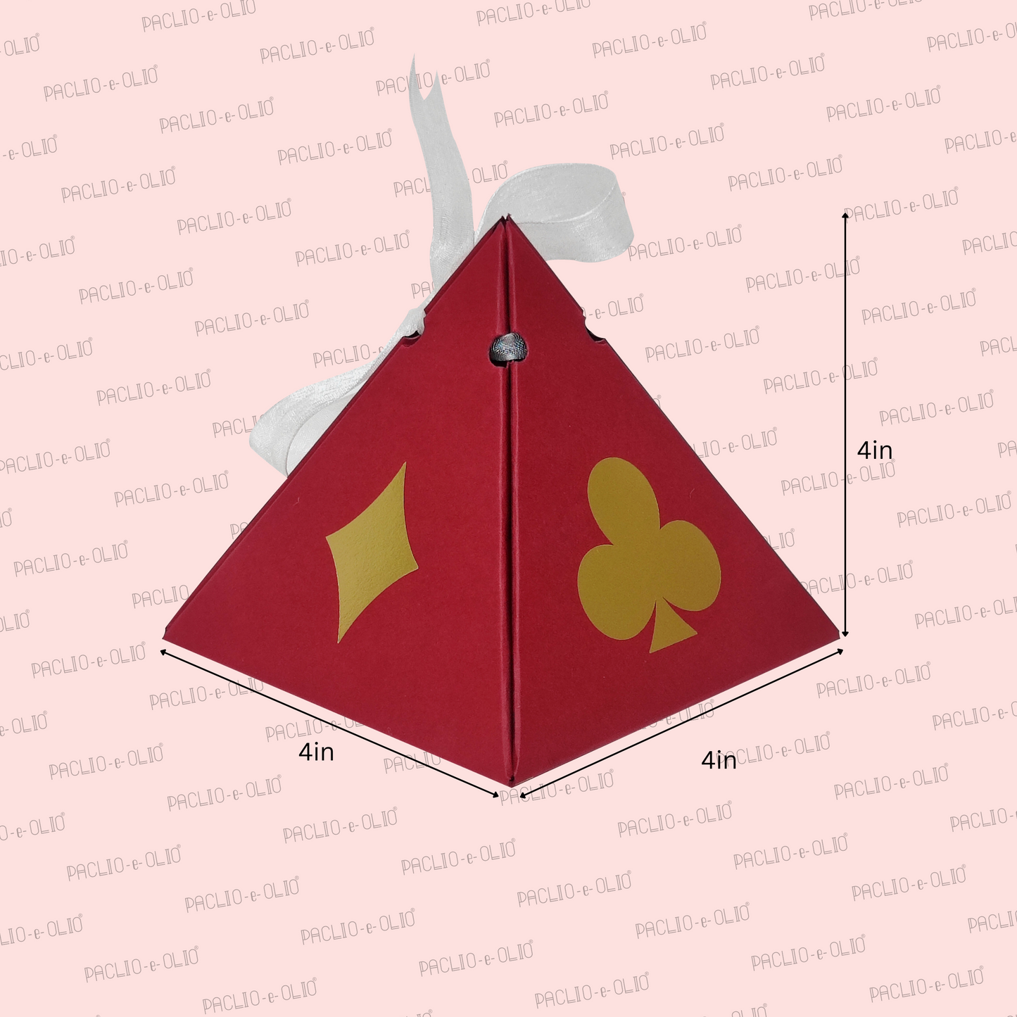 Poker Foil Pyramid Box (4x4x4 Inches)