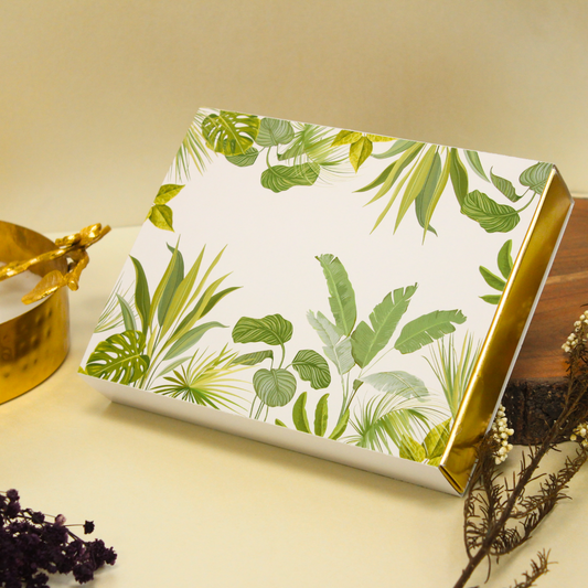 Leaf Print Dryfruit  Box (8.5x6.5x1.5 Inches)