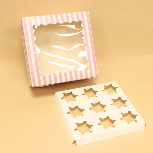 9 Cupcake Cavity Box | 10x10x5 Inches | Bento Cake + 5 Cupcake Box