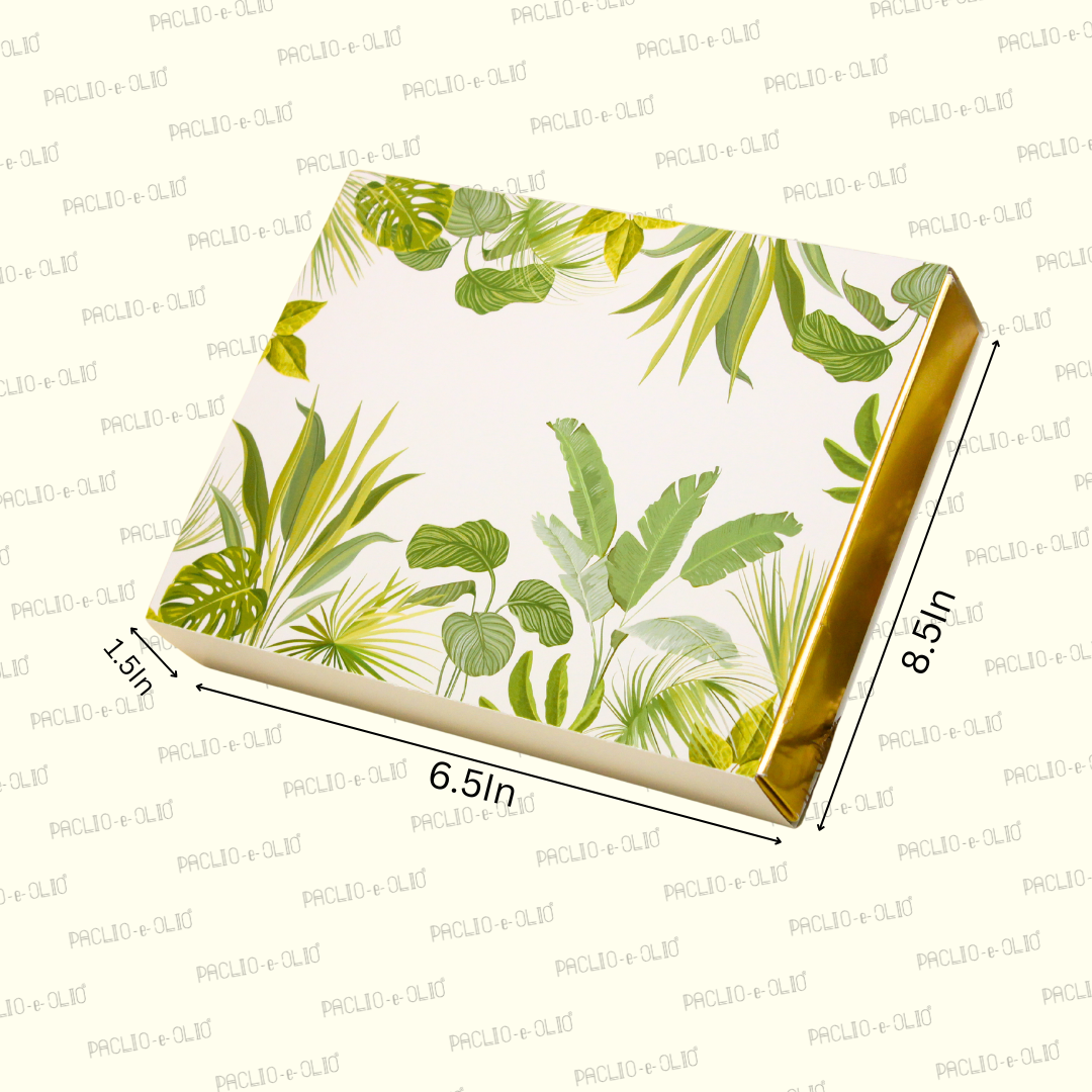 Leaf Print Dryfruit  Box (8.5x6.5x1.5 Inches)