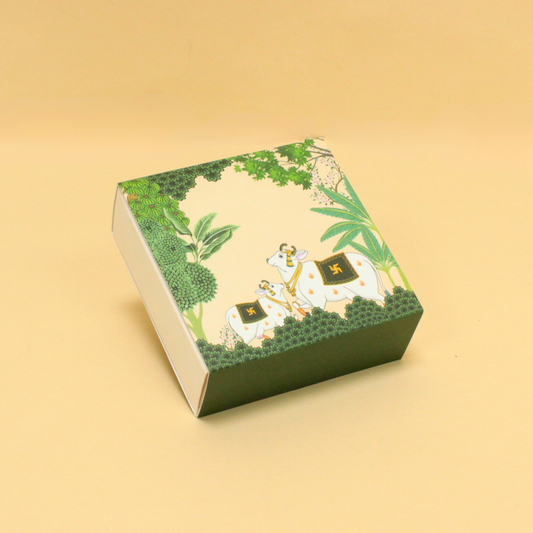 4 Cavity Pichwai Art Chocolate Box | 4.5x4.5x1.5 Inches