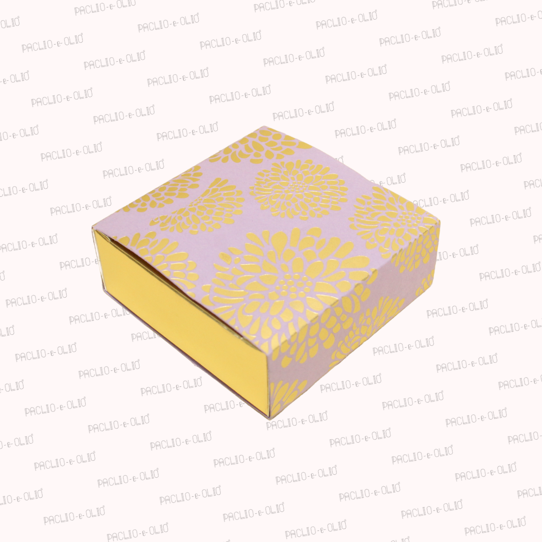 4 Cavity Flower Foil Chocolate Box (4.5x4.5x1.5 Inches)