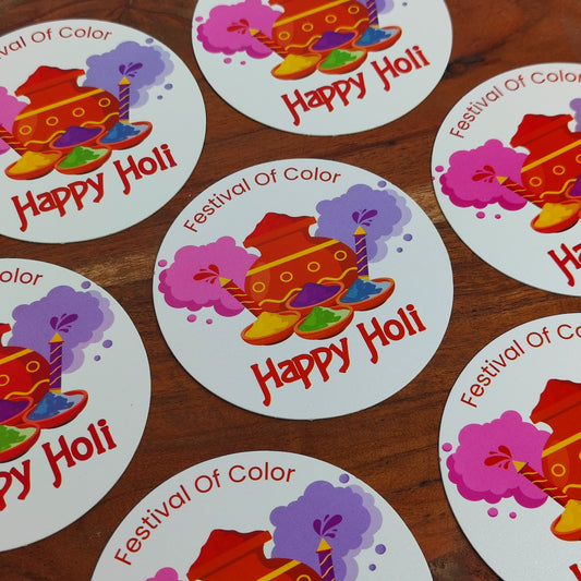 Happy Holi Tag (3.5x3.5 Inches)