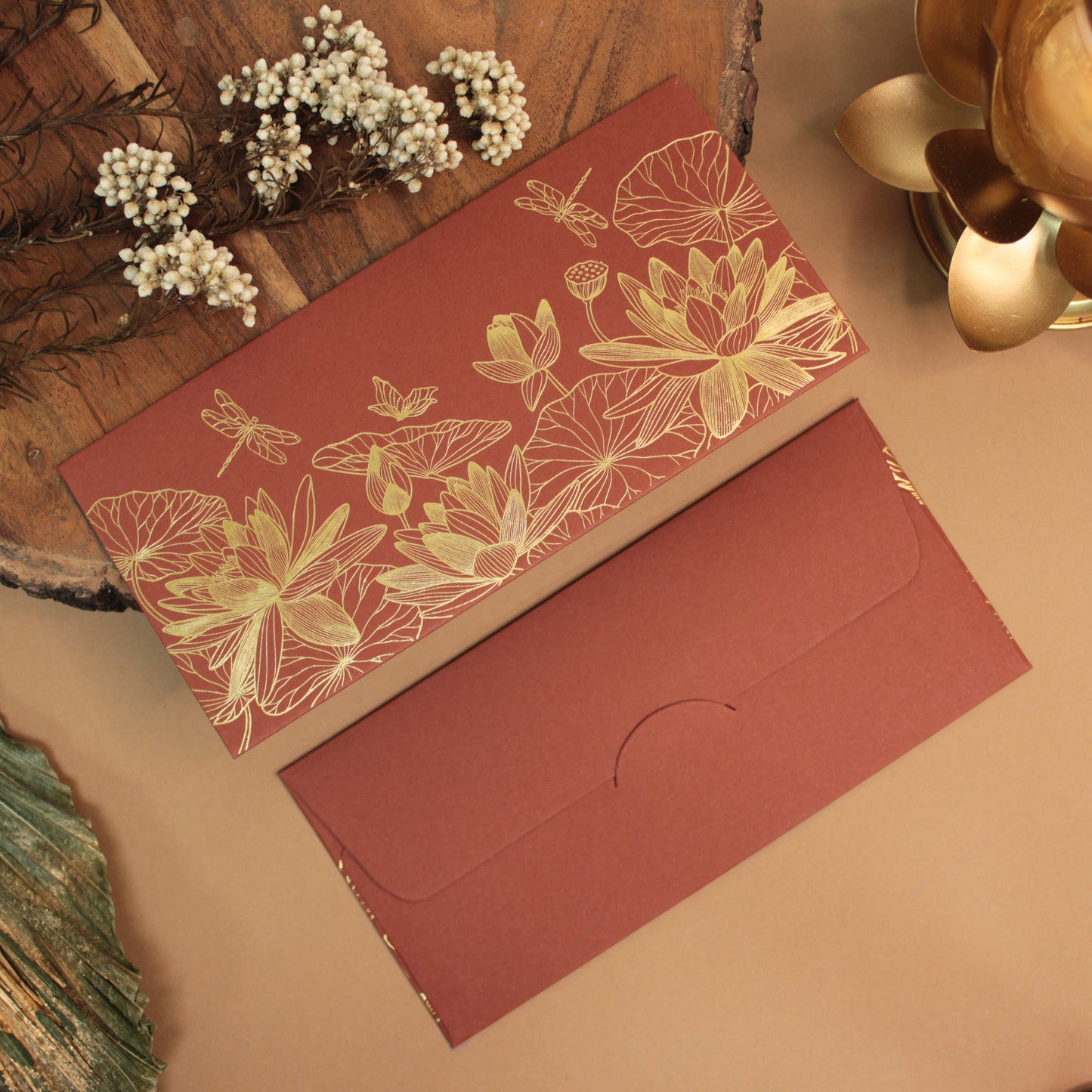 Floral Foil Envelope (7.5X3.5 Inches)