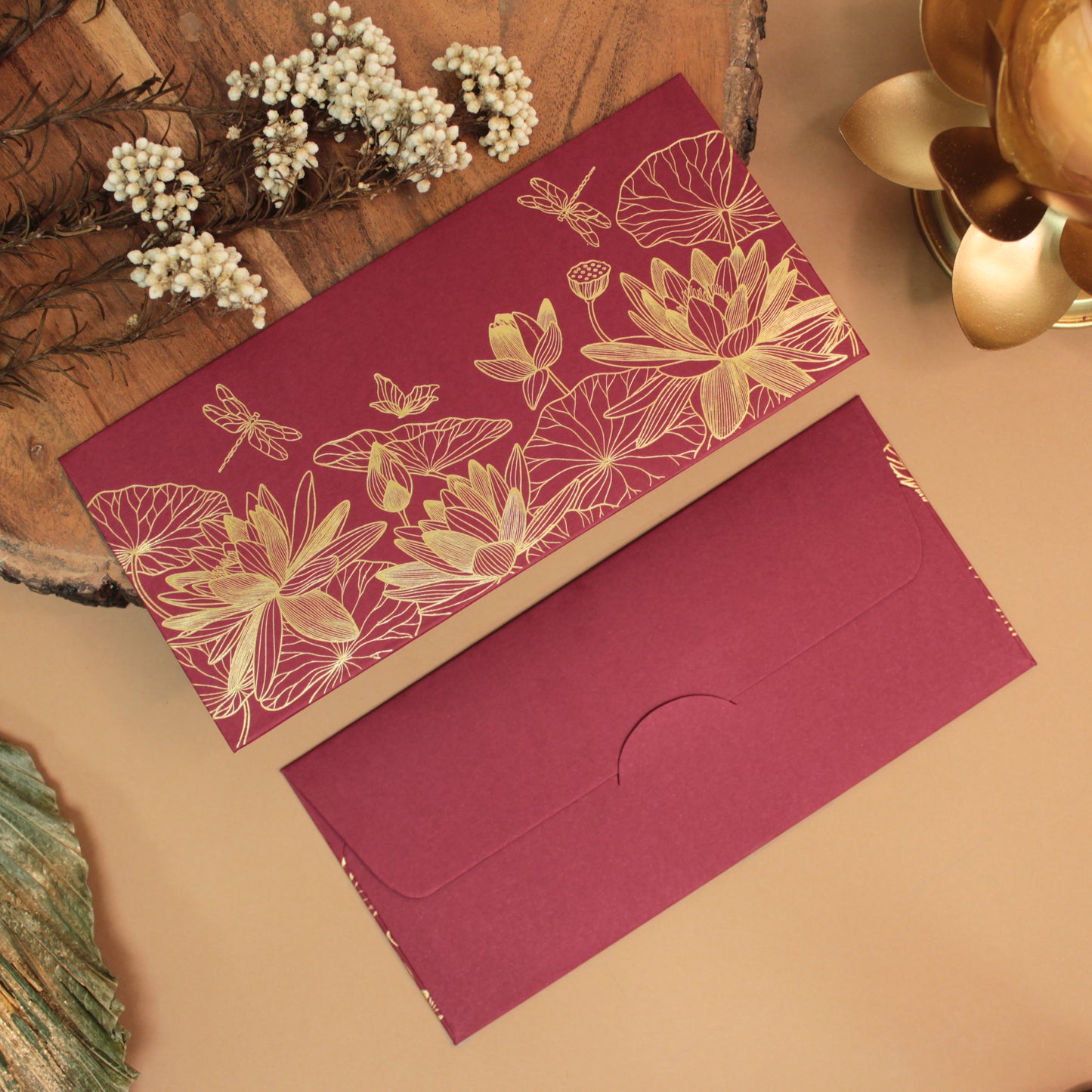 Floral Foil Envelope (7.5X3.5 Inches)