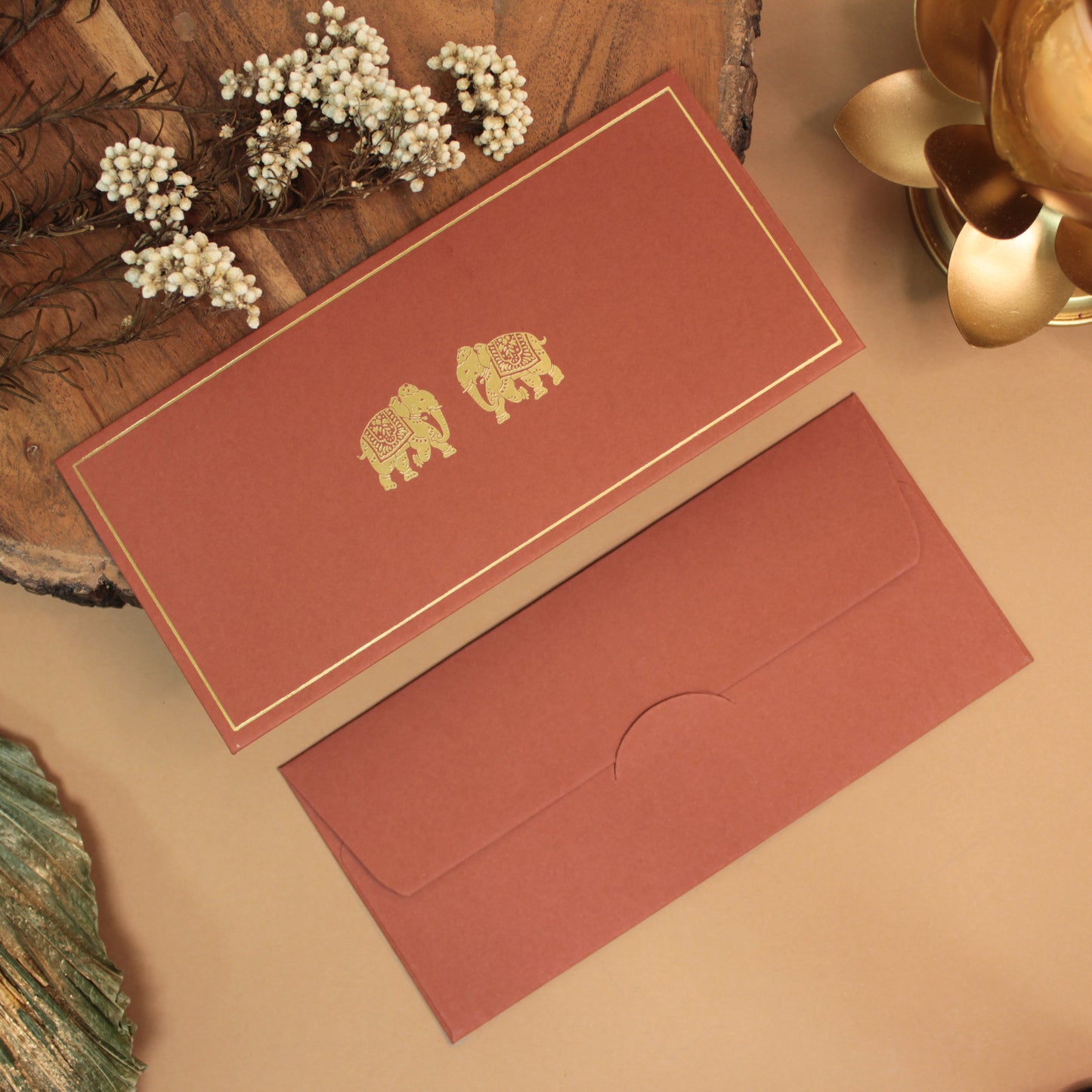 Twin Elephant Foil Envelope (7.5X3.5 Inches)