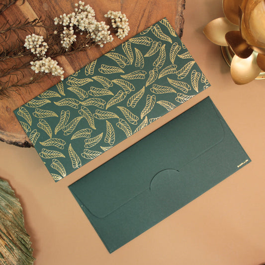 Leaf Pattern Foil Envelope (7.5X3.5 Inches)
