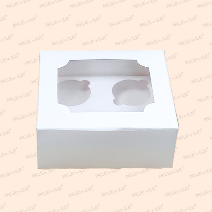 4 Cupcake Box | 7x6x3 Inches | White
