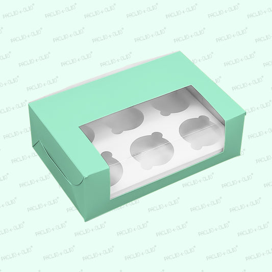 6 CAVITY CUPCAKE BOX W CAVITY(9x6x3 INCHES)