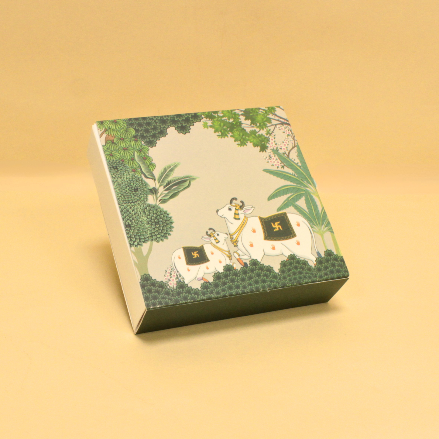 9 Cavity Pichwai Art Slider Chocolate Box | 5.5x5.5x1.5 Inches