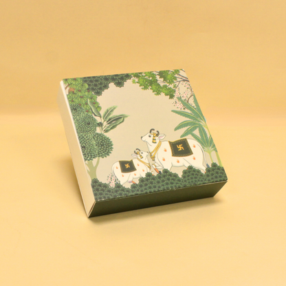 9 Cavity Pichwai Art Slider Chocolate Box | 5.5x5.5x1.5 Inches