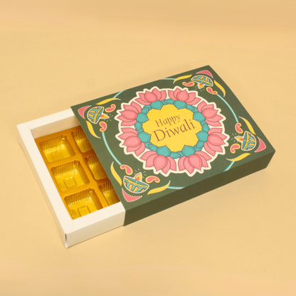 12 Cavity Diwali Chocolate Box (8.5x6.5x1.5 Inches)