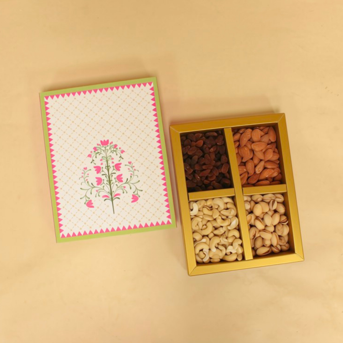 Gul-e-Zar Print Dryfruit Box | 8.5x6.5x1.5 Inches