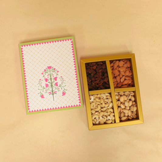 Gul-e-Zar Print Dryfruit Box | 8.5x6.5x1.5 Inches
