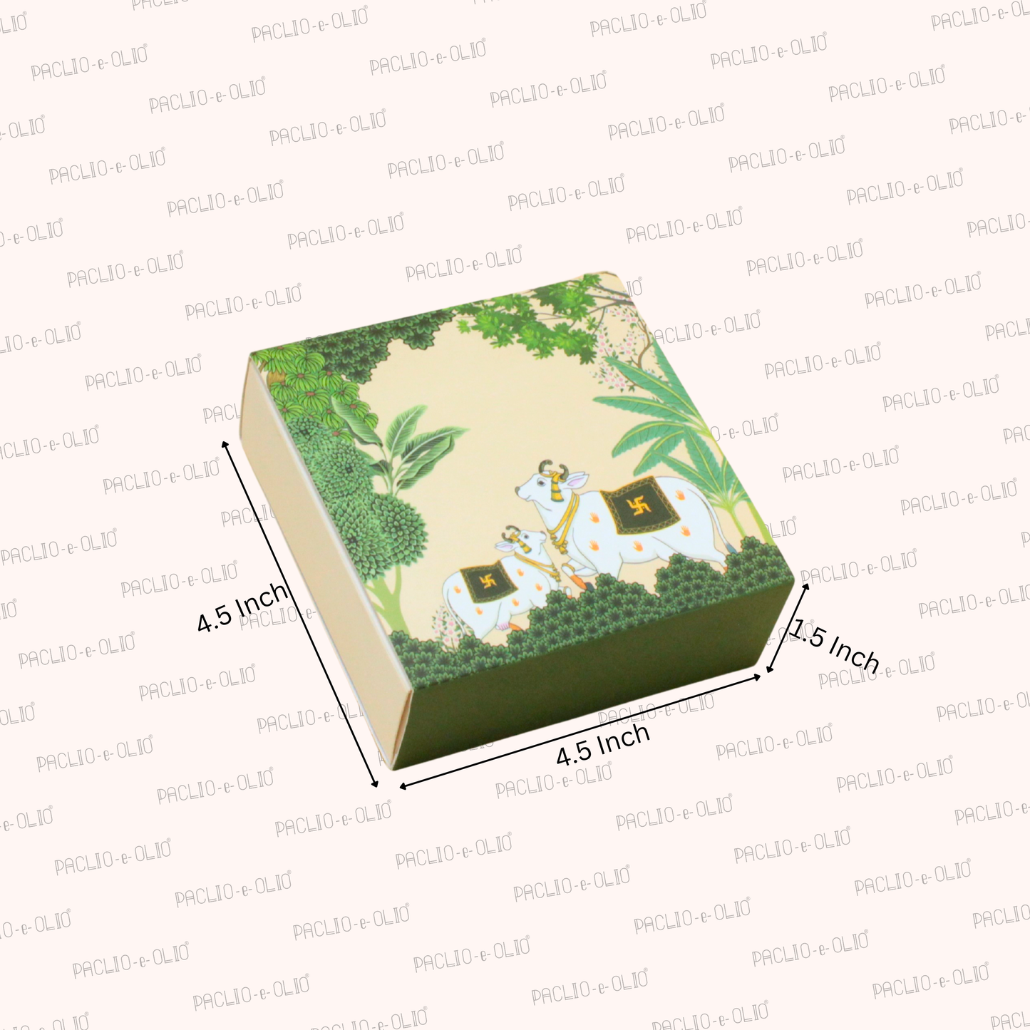 4 Cavity Pichwai Art Chocolate Box | 4.5x4.5x1.5 Inches