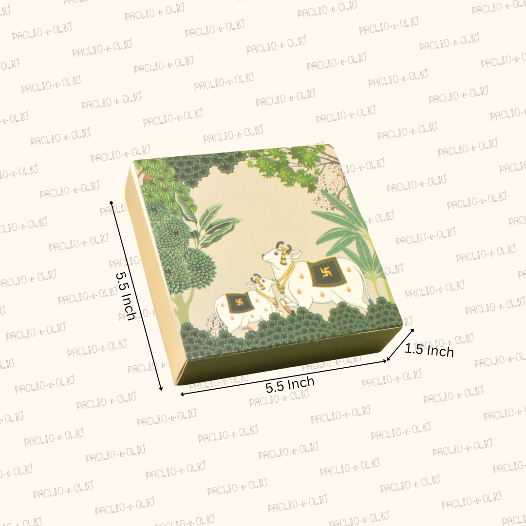 9 Cavity Pichwai Art Slider Chocolate Box | 5.5x5.5x1.5 Inches