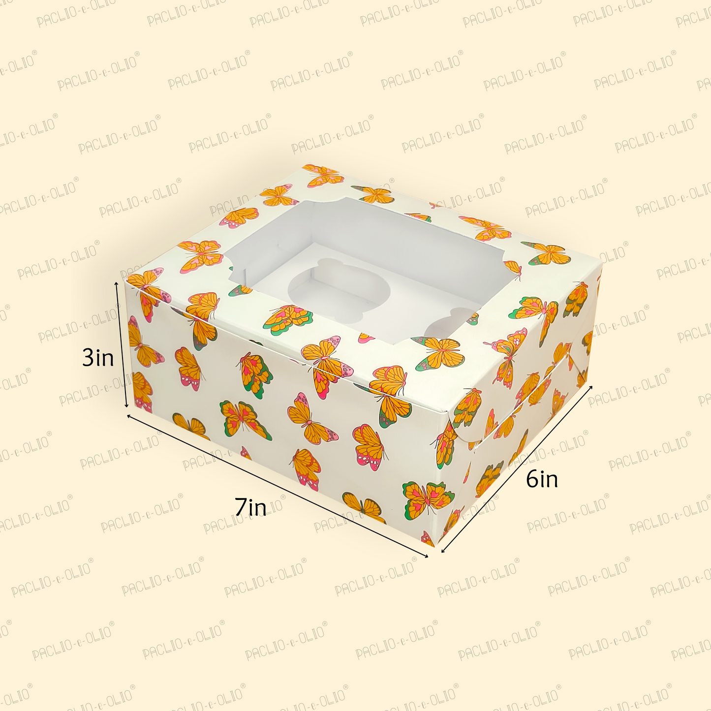 4 CAVITY CUPCAKE BOX W CAVITY (7x6x3 INCHES)