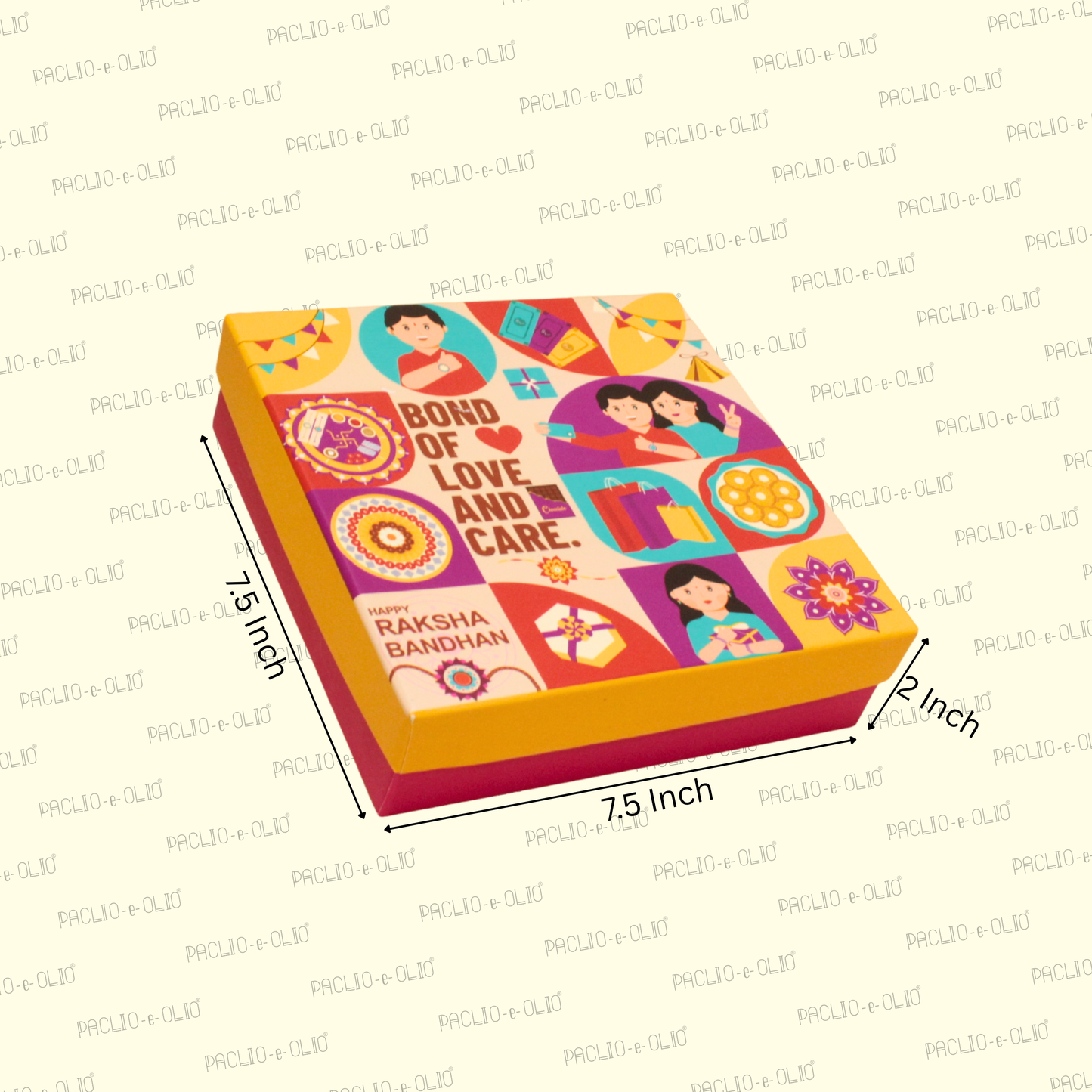 Rakhi Rigid Chocolate Box (7.5x7.5x2 Inches)