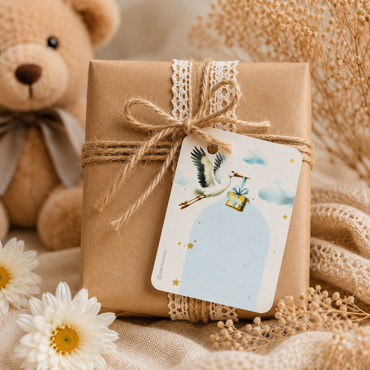 Baby Boy Gift Tags | 3.9x2.9 Inches | Pack Of 25 Pieces