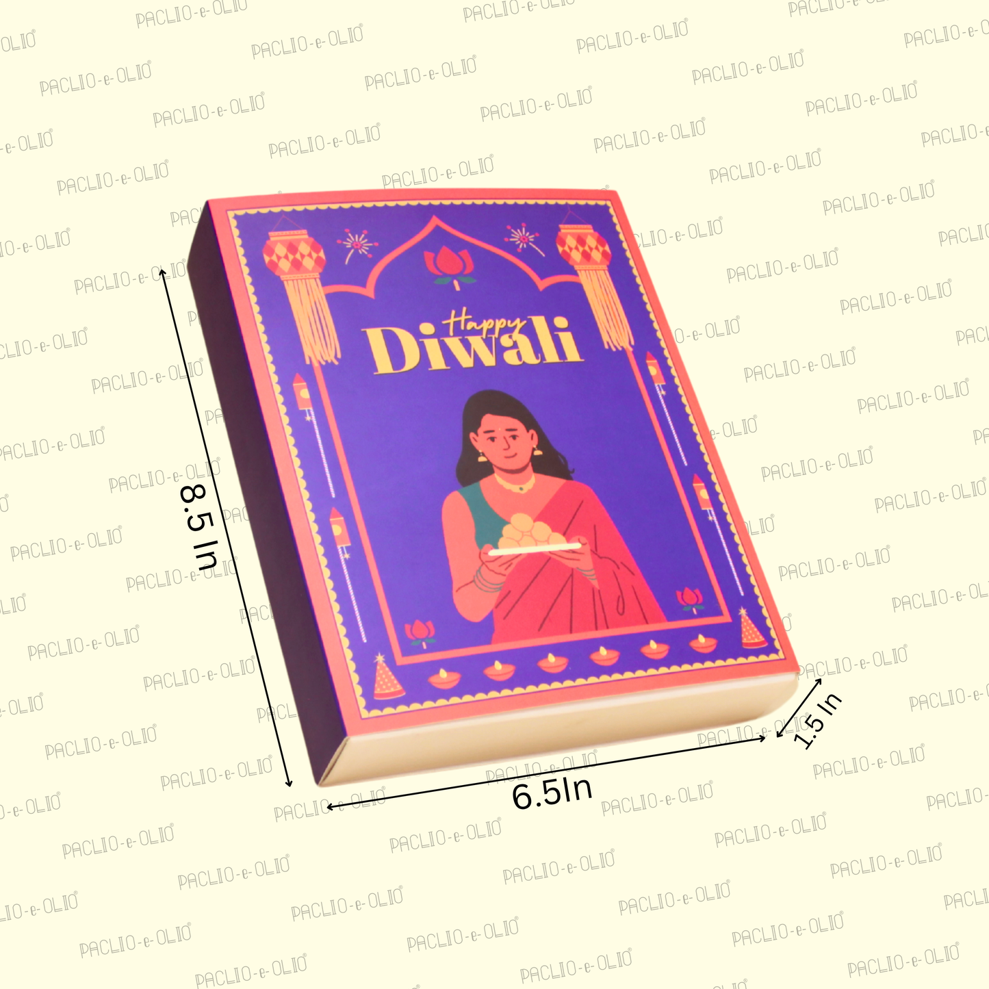 Diwali Girl Print Dryfruit  Box (8.5x6.5x1.5 Inches)