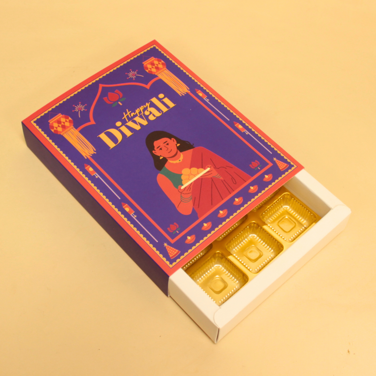 12 Cavity Diwali Chocolate Box (8.5x6.5x1.5 Inches)