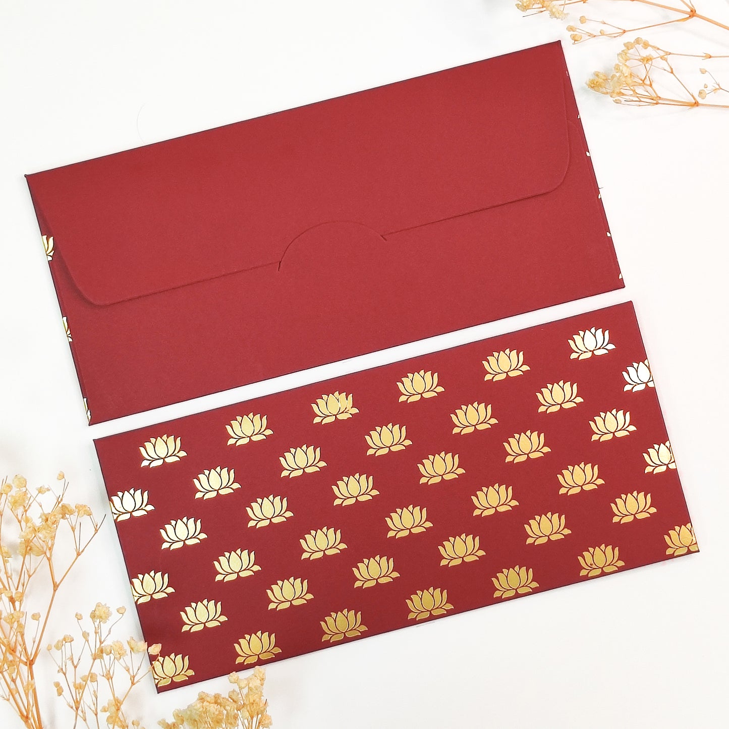 LOTUS MAROON ENVELOPE (7.5X3.5 INCHES)