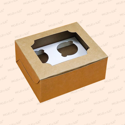 4 CAVITY CUPCAKE BOX W CAVITY (7x6x3 INCHES)