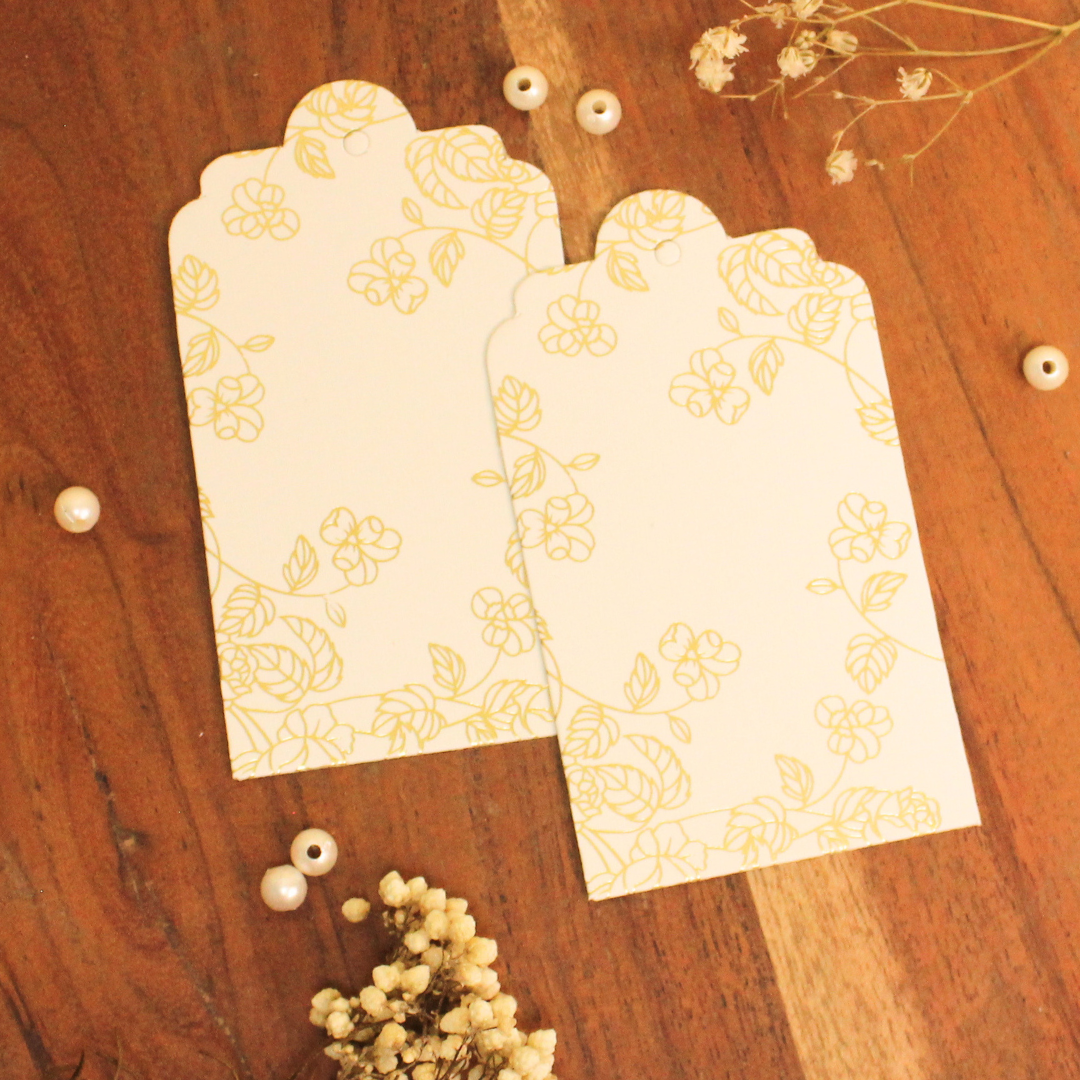 Floral Gold Foil Tag (3.5x2 Inches)