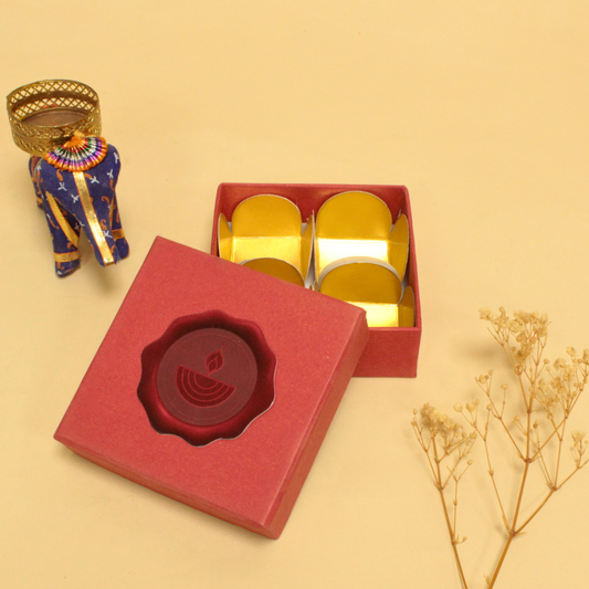 4 Cavity Diwali Box – Premium Rigid Box for Sweets (4.5×4.5×1.5 Inches)