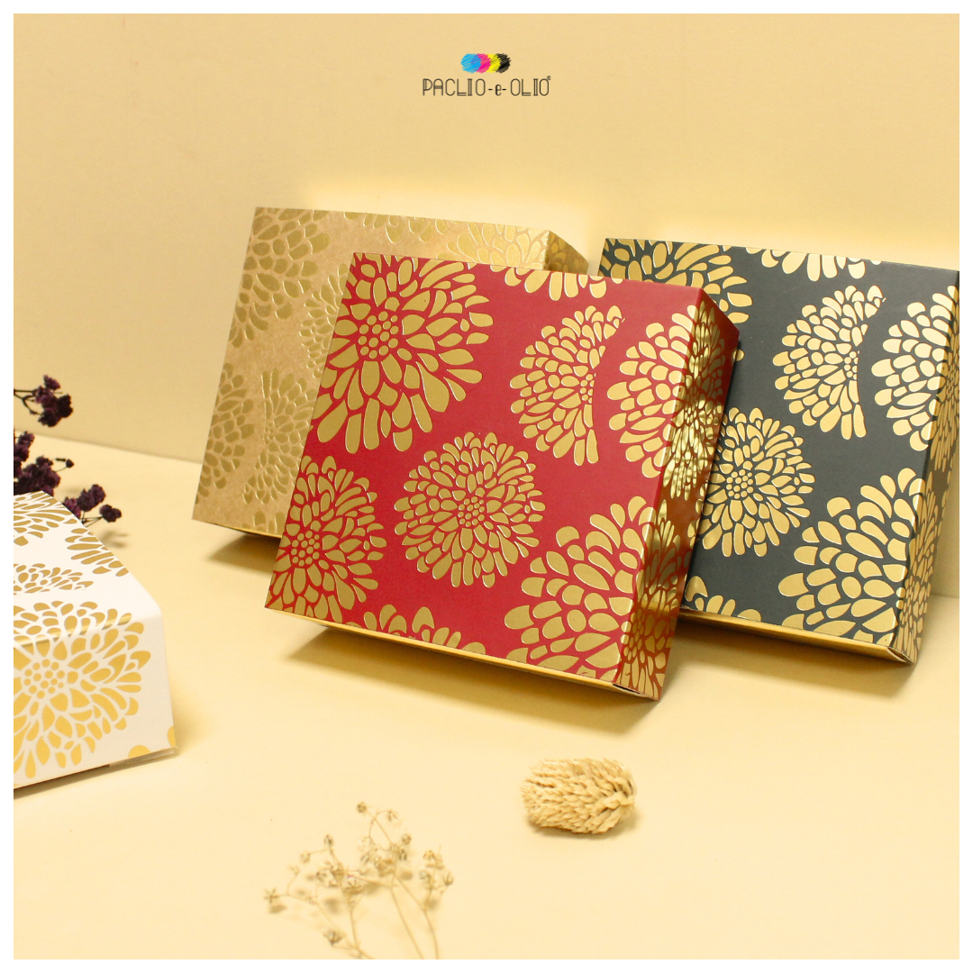 4 Cavity Flower Foil Chocolate Box (4.5x4.5x1.5 Inches)