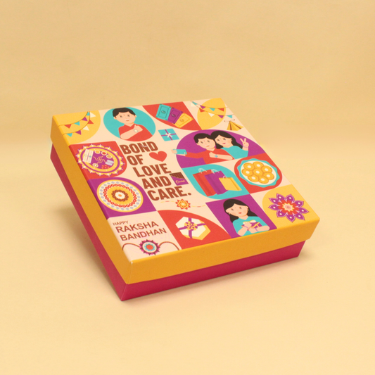 9 Cavity Rakhi Rigid Chocolate Box (7.5x7.5x2 Inches)