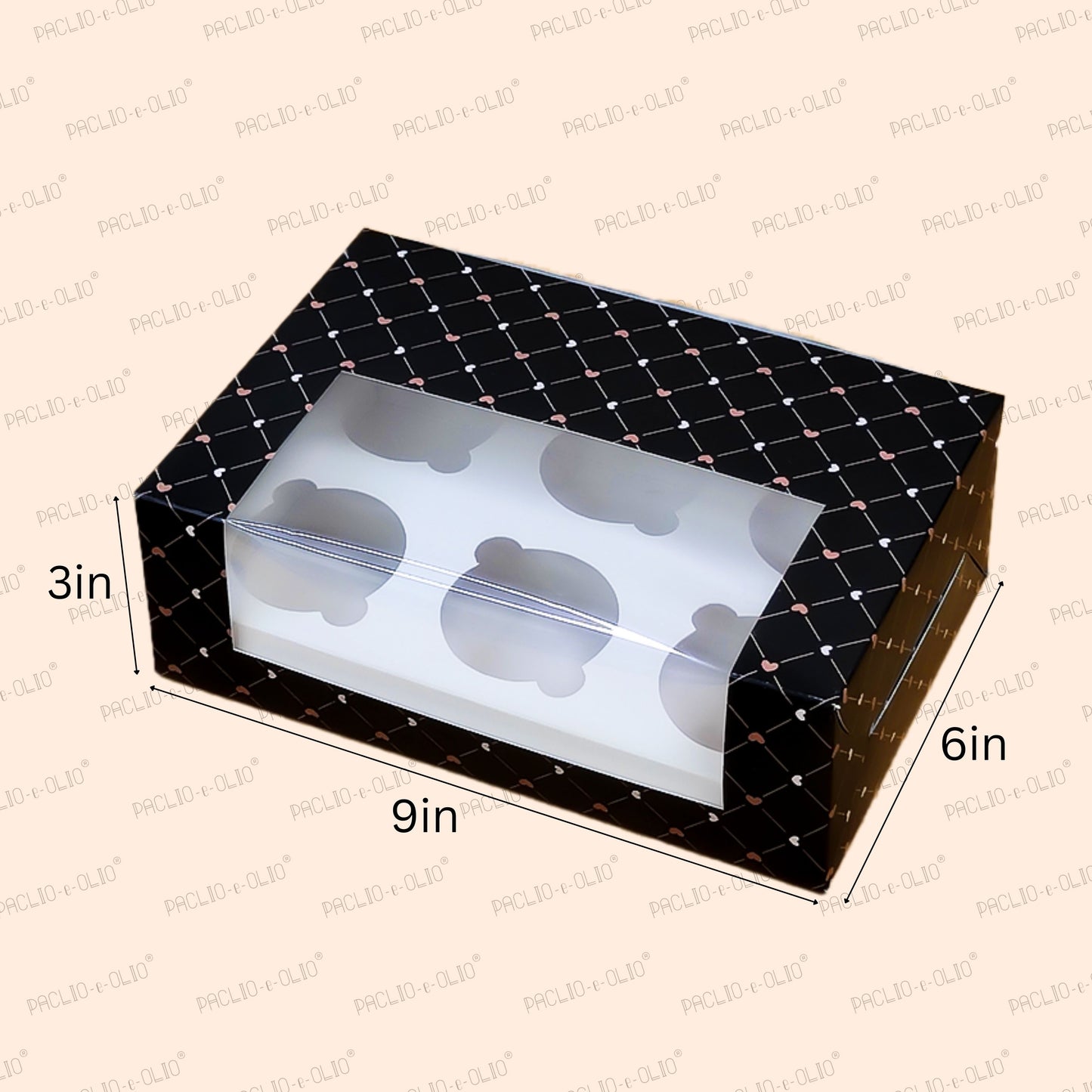 6 CAVITY CUPCAKE BOX W CAVITY (9x6x3 INCHES)
