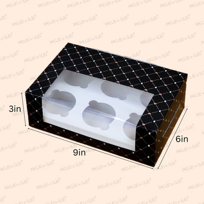 6 CAVITY CUPCAKE BOX W CAVITY (9x6x3 INCHES)