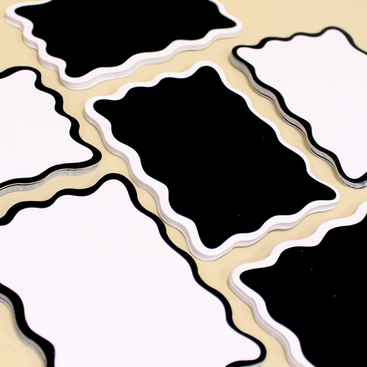 Scallope Wavy Rectangle Tags | 4x2.8 Inches | Pack Of 25 Pieces