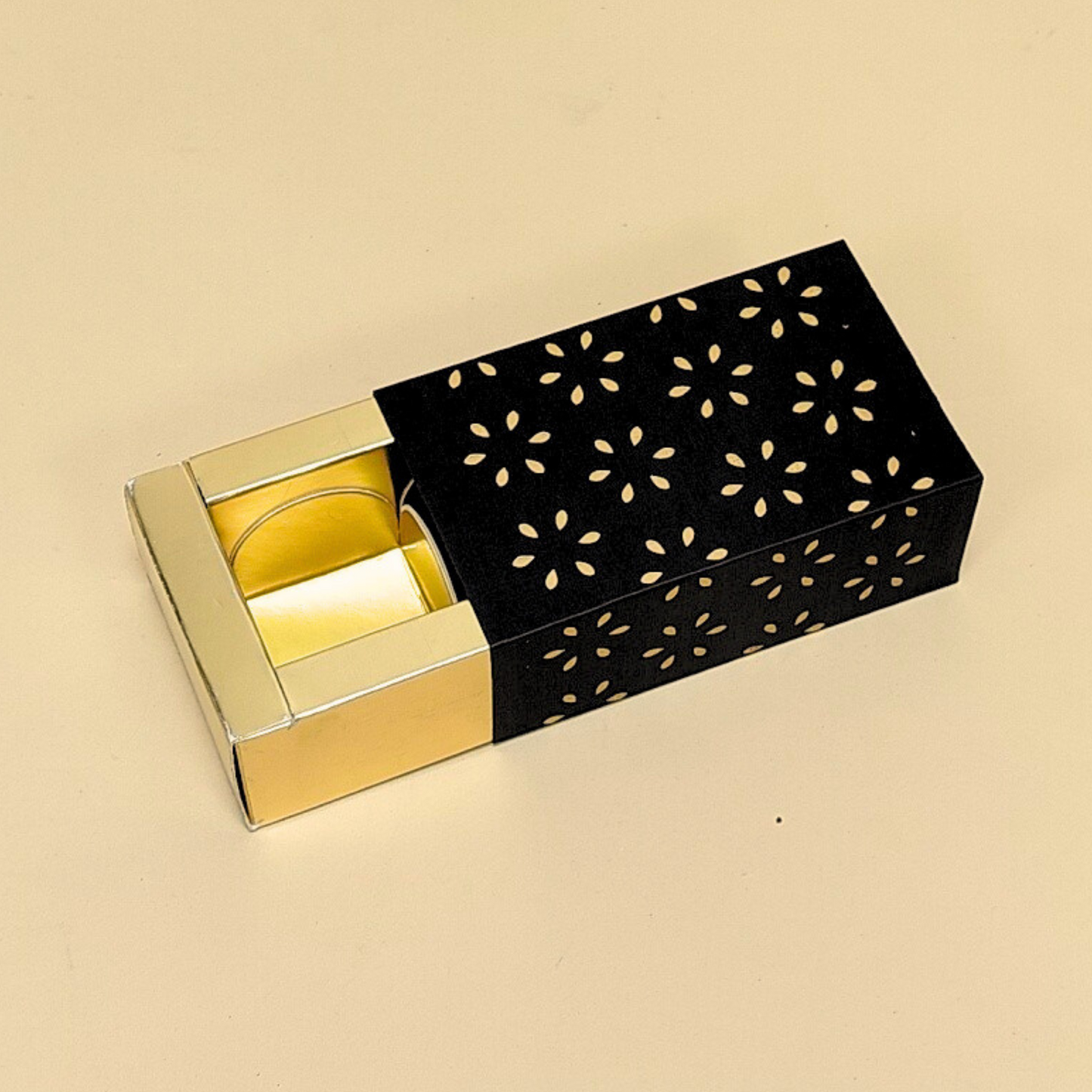 2 Cavity Pattern Foil Chocolate Box (4.5x2.5x1.5 Inches)