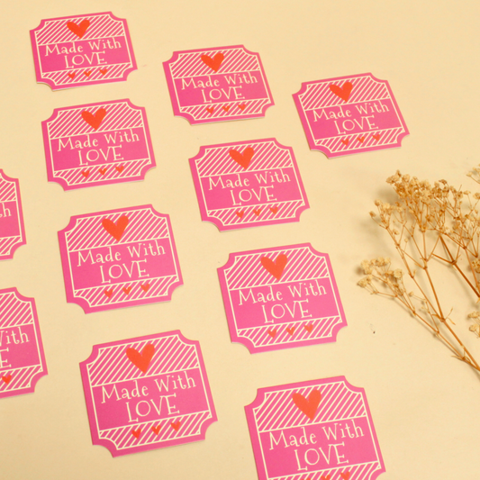 Made With Love Gift Tags | 2x2 Inches | Pack Of 25 Pieces