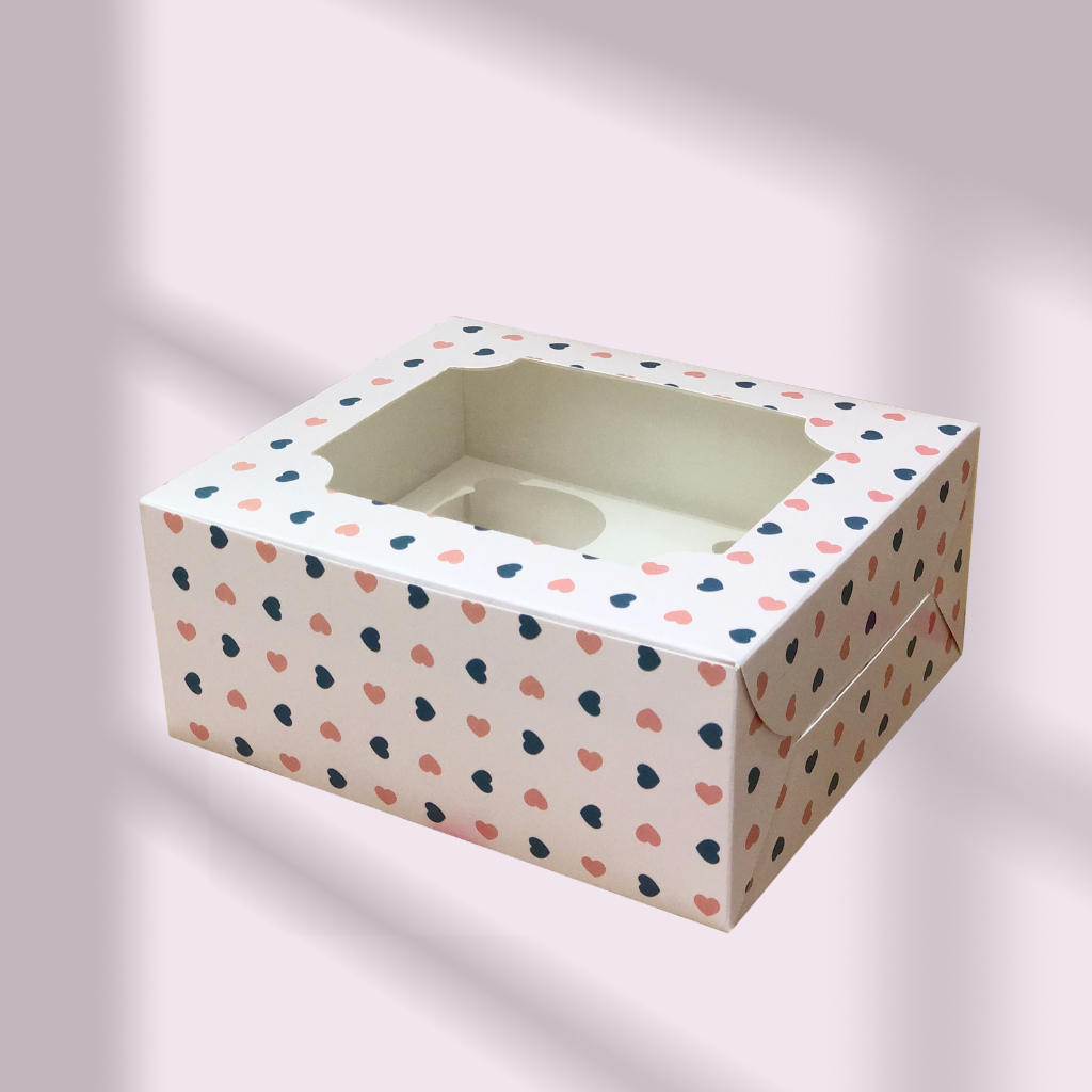 4 Cavity Cupcake Box (7x6x3 INCHES)